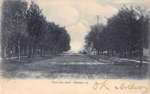 Oelwein Iowa First Avenue East Street View Antique Postcard K81361