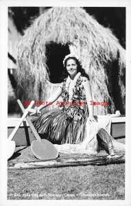 HI, Hawaii, RPPC, Hawaiian Hula Girl & Outrigger Canoe, Kodak Hawaii No H-230