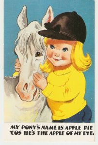 My pony's name is Apple Pie...·  Nice old vintage English postcard