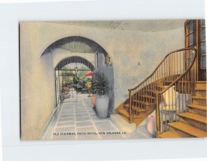 Postcard Old Stairway, Patio Royal, New Orleans, Louisiana