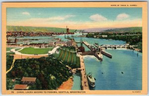 1935 Seattle, Wash. Canal Locks Second Panama Canal Steamship Tour Boat PC A247