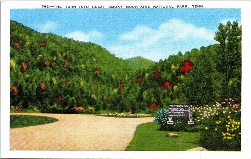Turn Great Smoky Mountains National Park TN Tennessee Postcard EC Kropp VTG 