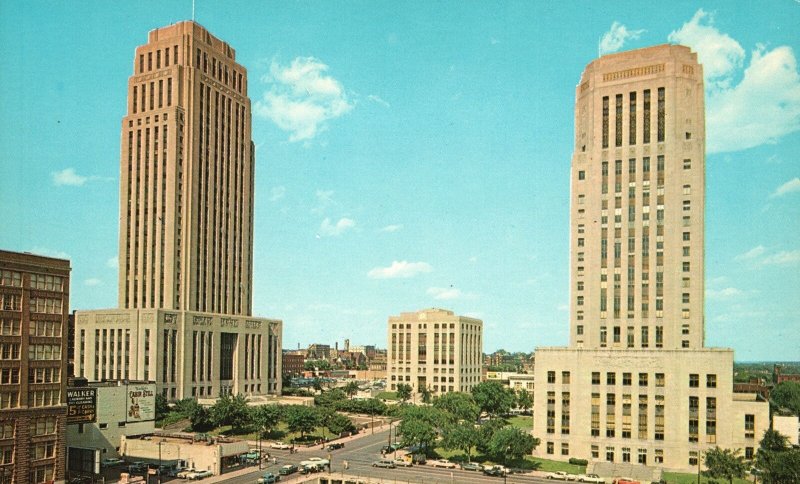 Vintage Postcard Civic Center City Hall Jackson County Court House Kansas City