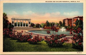 Vtg Mobile Alabama AL Soldiers and Sailors Memorial 1930s Unused Linen Postcard