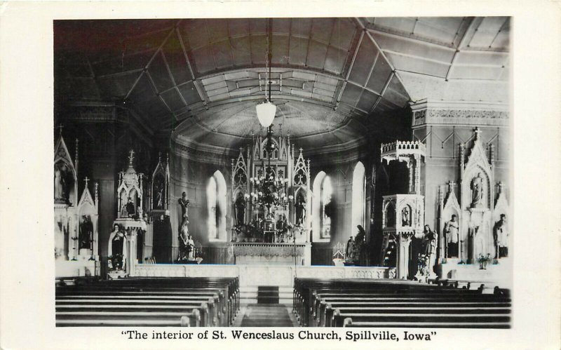 RPPC Postcard Interior St Wenceslaus Church Spillville IA Iowa Winneshiek County