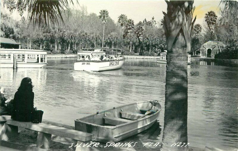 Boats Waterfront 1940s Silver Springs Florida RPPC Photo Postcard Cook 20-3544