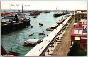 1910's Port Said Le Port Egypt Boats & Ships Boardwalk Posted Postcard