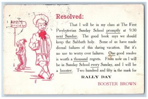 Newton KS Postcard Rally Day The First Presbyterian Sunday School Booster Brown