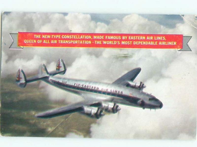 1950 Postcard Ad EASTERN AIRLINES NEW TYPE CONSTELLATION AIRPLANE AC6231