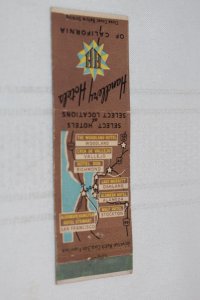 Handlery Hotels of California 20 Strike Matchbook Cover