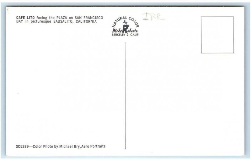 SAUSALITO, CA California~ CAFE LITO Restaurant c1950s Marin County Postcard