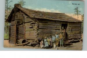 Black Americana Family w Dog at House c1910 Postcard