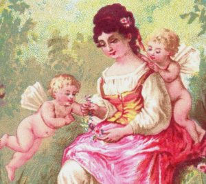 1880s Grande Maison De Blanc Fantasy Fairies & Lady In Forest 7E