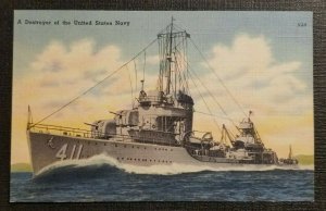 Mint Vintage Postcard WWII US Navy Destroyer USS Anderson DD 411