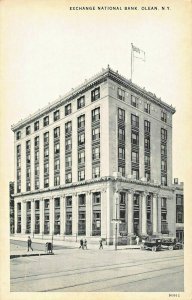 OLEAN NY~EXCHANGE NATIONAL BANK BUILDING + INTERIOR VIEW~LOT OF 2 POSTCARDS