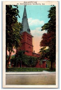 1924 St Ann's Church View Gated Fence Clock Annapolis Maryland MD Postcard