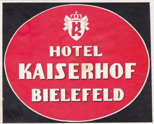 Germany Bielfeld Hotel Kaiserhof Vintage Luggage Label sk3276