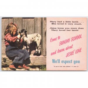 Postcard Mary Had a Little Lamb Sunday School Jesus Love