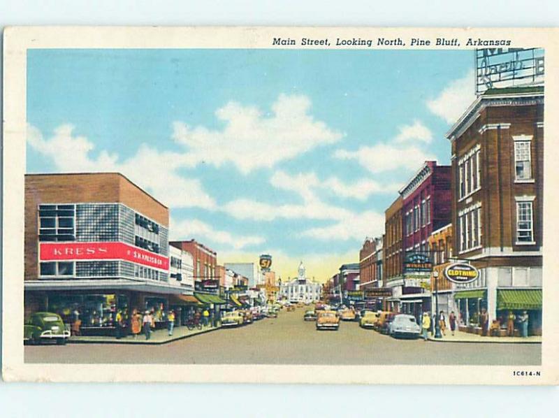1950's STREET SCENE Pine Bluff Near Little Rock Arkansas AR W2353