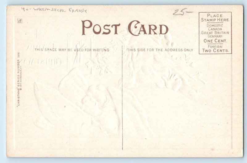 Christmas Santa Claus Holly Berries Children Sleeping Whimscal Fantasy Postcard