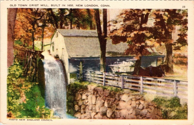 Old Town Grist Mill New London Connecticut Historic Landmark WB Postcard 