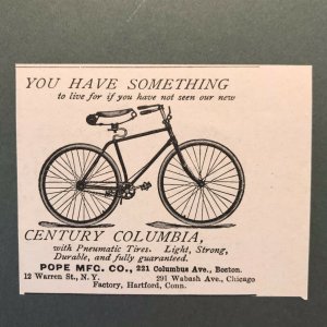 1892 Victorian Print Ad Bicycle Pope Mfg. Co. Boston, Mass. 2T1-52 