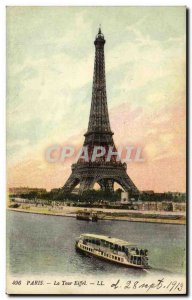 Old Postcard Paris Eiffel Tower La Peniche
