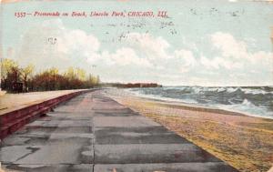 CHICAGO ILLINOIS PROMENADE ON BEACH AT LINCOLN PARK POSTCARD c1909