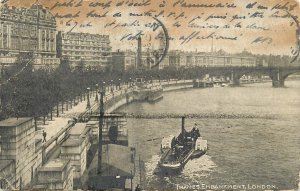 Navigation & sailing related vintage postcard London Thames paddle boat Needle