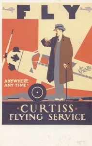 Curtiss Flying Service Anywhere Anytime Plane Advertising Postcard