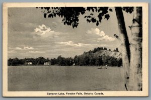 Postcard Fenelon Falls Ontario c1936 Cameron Lake Mill Split Ring Cancel Cameron