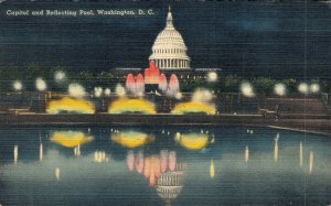 USA Capitol and Reflecting Pool Washington DC Linen Postcard 07.31