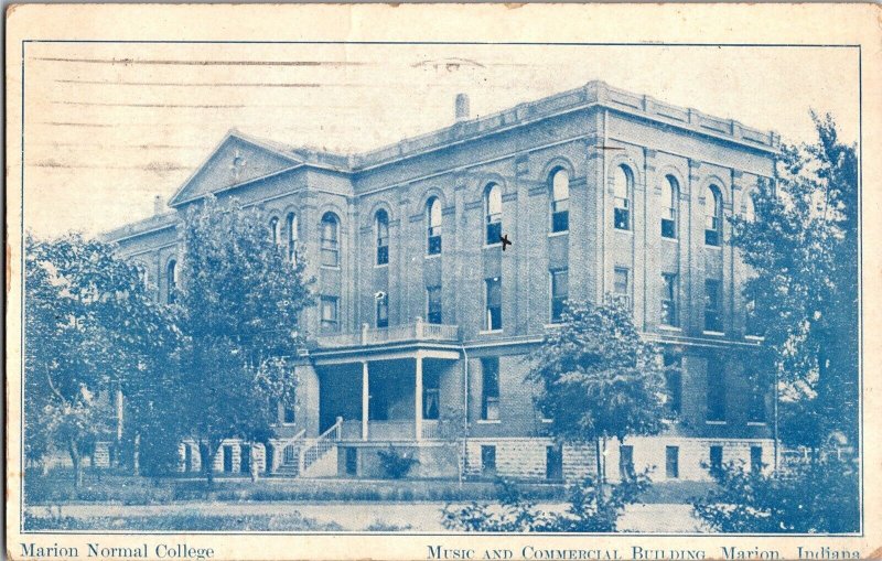 Marion Normal College, Music and Commercial Bldg Marion IN c1911 Postcard P80