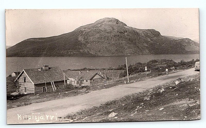 RPPC KILPISJARVI, Lapland Finland ~  VILLAGE SCENE~ c1940s Postcard