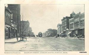 C-1905 Pontiac Michigan Saginaw Street Trolley Backenstose Bookstore 3995