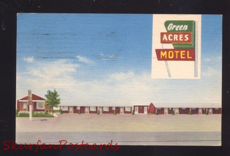 AFTON OKLAHOMA ROUTE 66 GREEN ACRES MOTEL LINEN ADVERTISING POSTCARD