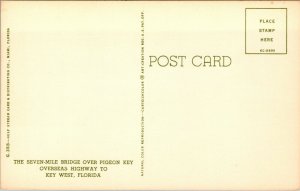 Vtg 1950s 7 Mile Bridge Overseas Highway Key West Florida FL Unused Postcard
