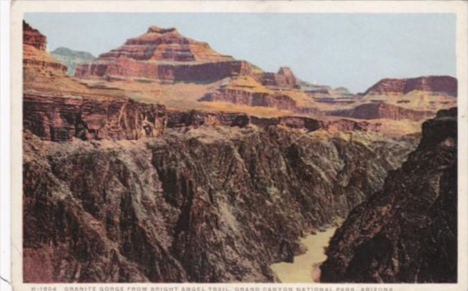 Fred Harvey Arizona Grand Canyon Granite Gorge From Bright Angel Trail Detroi...