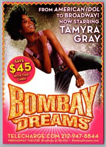 Postcard Theatre 2004 Bombay Dreams Musical Tamyra Gray Broadway Theatre NYC