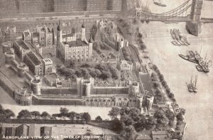 Vintage Postcard Aeroplane View of the Tower of London Buildings Structures UK