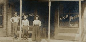 Hammond ILLINOIS RPPC 1908 PRINTING OFFICE Newspaper? nr Decatur Tuscola IL