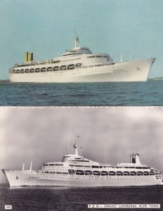 P&O Canberra Orient Line 2x Ship Real Photo Postcard s