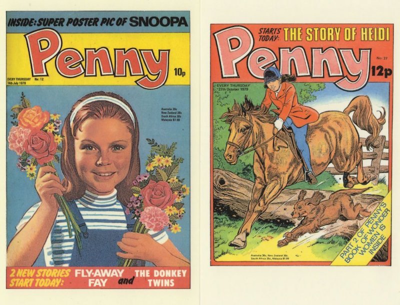 Penny Show Horse Jumping 1970s Girls Comic 2x Postcard s