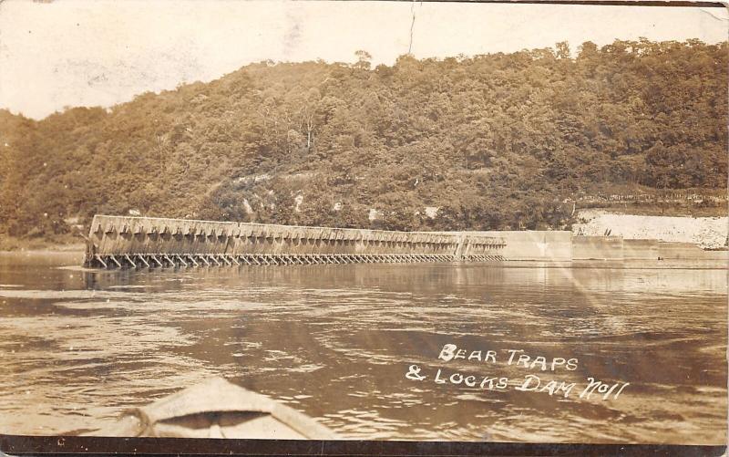 E93/ Wellsburg West Virginia RPPC Postcard Ohio River? Lock #11 Traps Bethany