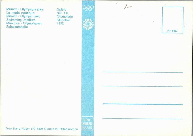 Olympic Swimming Stadium, Munich Germany c1972 Postcard Q32