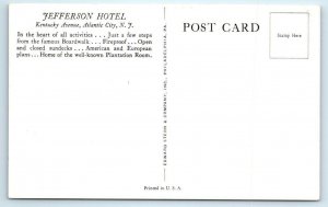 ATLANTIC CITY, New Jersey NJ ~ Interior JEFFERSON HOTEL Roadside c1950s Postcard