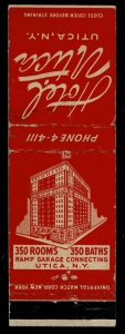 Utica, NY - Hotel Utica - matchbook cover