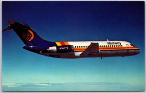 Airplane Midway Airlines McDonnell Douglas DC-9 Rainbow Fleet Aircraft Postcard