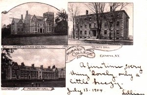 1904 - Geneva, New York - 3 views of Hobart College - Vintage Postcard