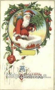 Santa Claus 1900 light wear postal marking on front, postal used 1900